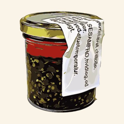 Glas med Jin Shings hjemmelavede chiliolie